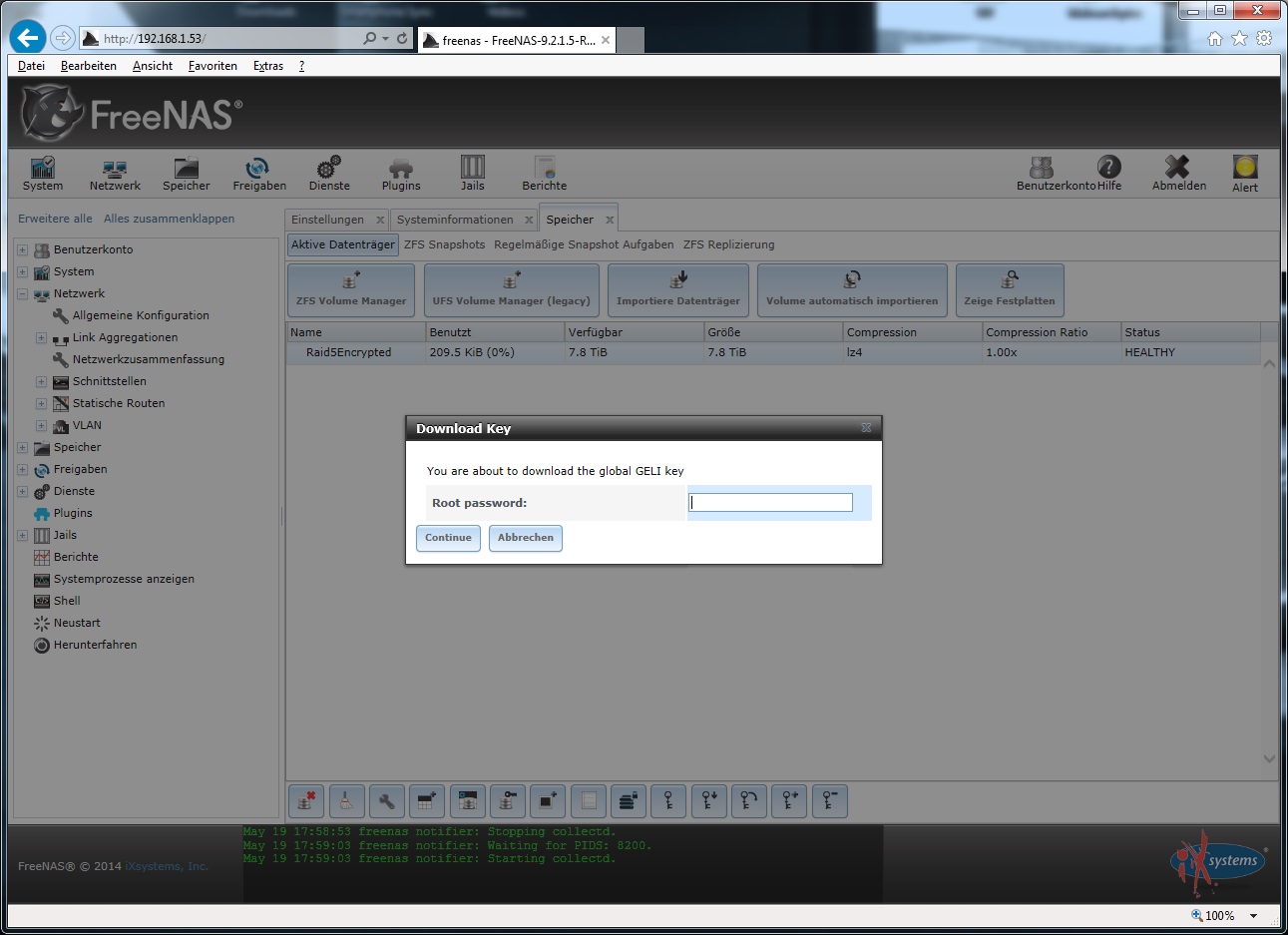 ZFS Volume unter FreeNAS verschlüsseln