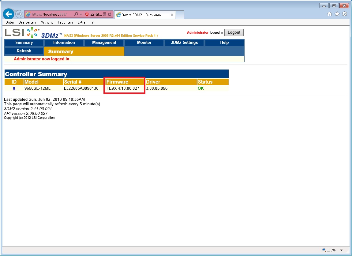 3ware Raid-Controller Firmware aktualisieren