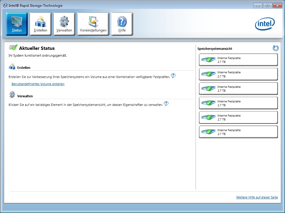 6x3TB im Raid 5 mit Intel RST