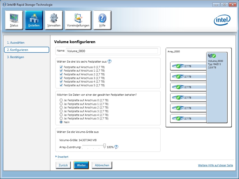 6x3TB im Raid 5 mit Intel RST