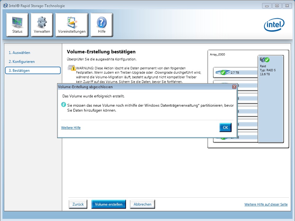 6x3TB im Raid 5 mit Intel RST