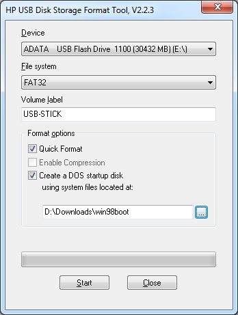 Erstellen eines bootbaren MS DOS USB-Sticks