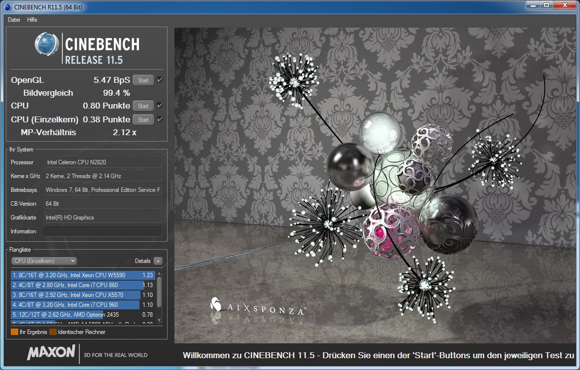 Test der Intel NUC DN2820FYKH unter OpenElec (XBMC) und Win 7
