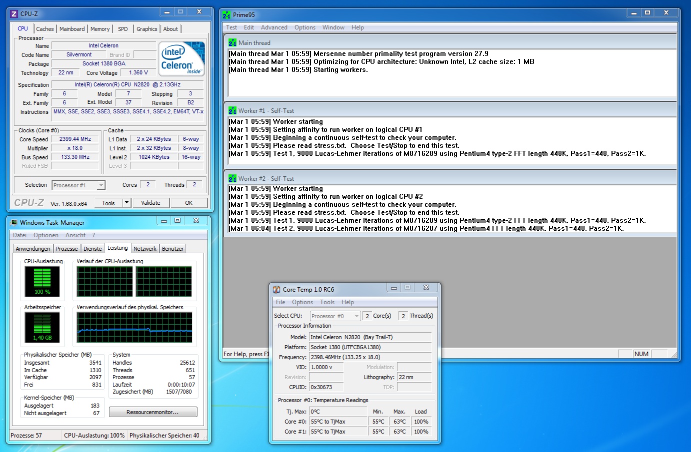 Test der Intel NUC DN2820FYKH unter OpenElec (XBMC) und Win 7