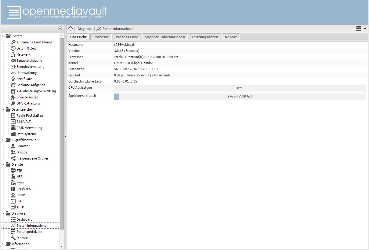 OpenMediaVault 3.0.13 Beta - Stabilität und Funktionsumfang