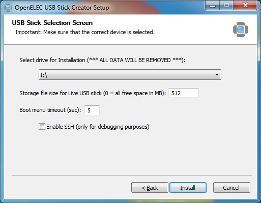 OpenELEC Bootstick erstellen und installieren.