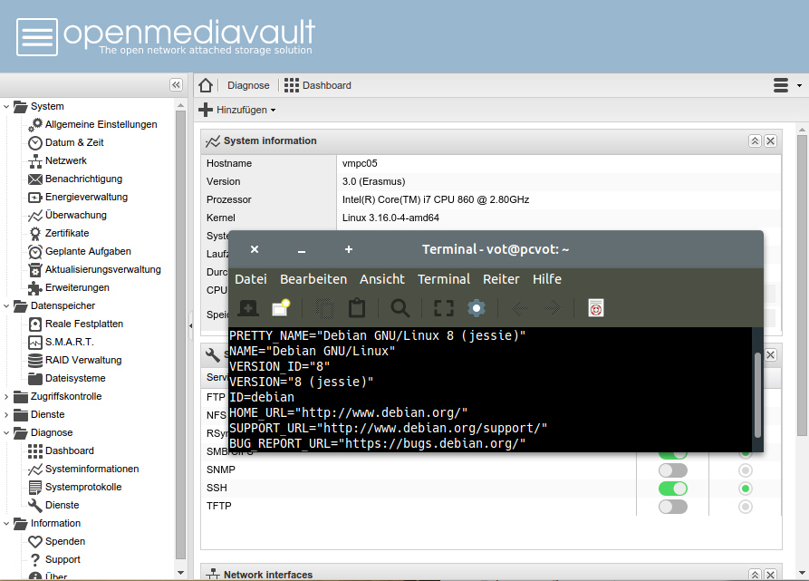 Erste Info zu OpenMediaVault 3.0 auf Debian 8 (Jessie) Basis Erste Info zu OpenMediaVault 3.0 auf Debian 8 (Jessie) Basis