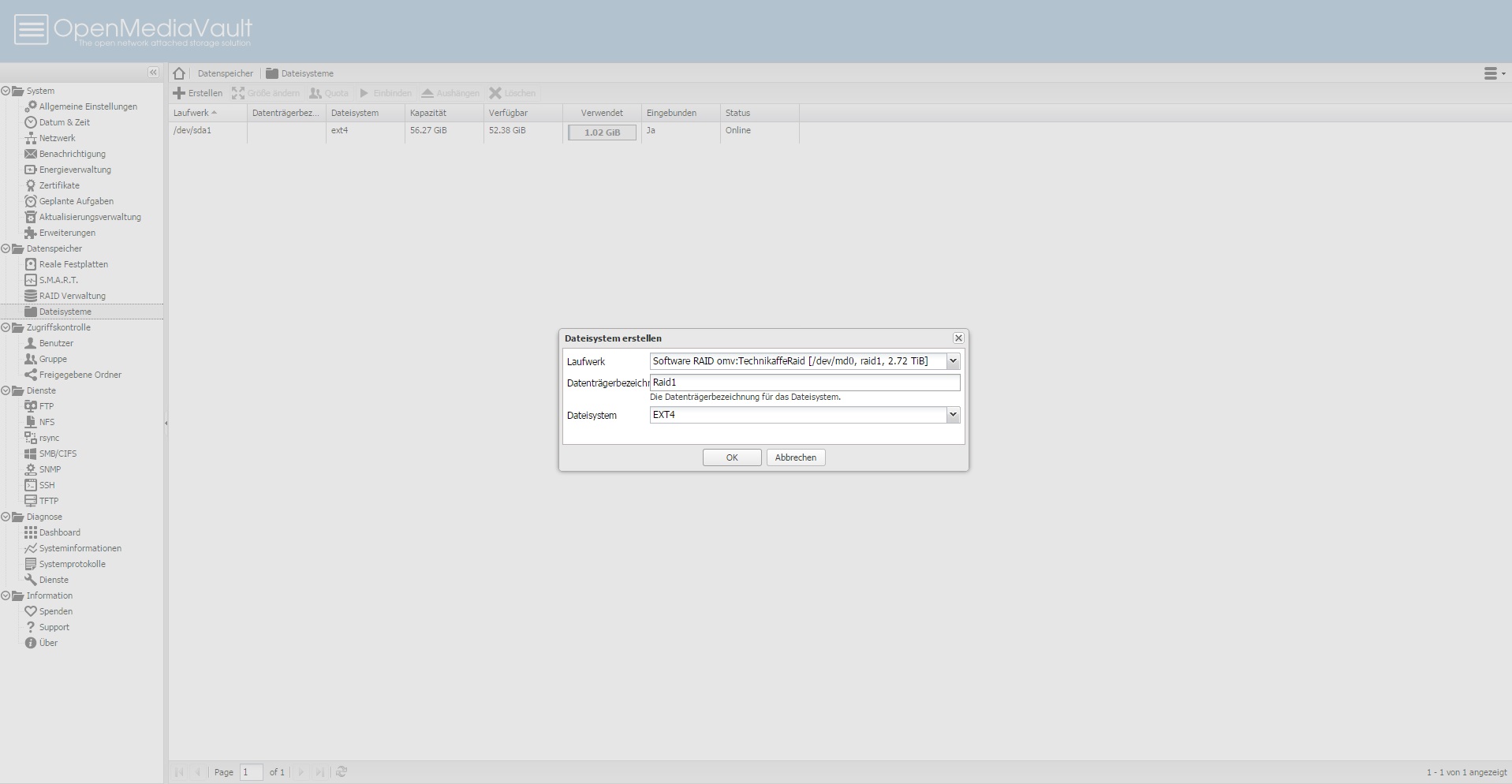 Sparsames NAS mit Software-Raid unter Linux / OpenMediaVault