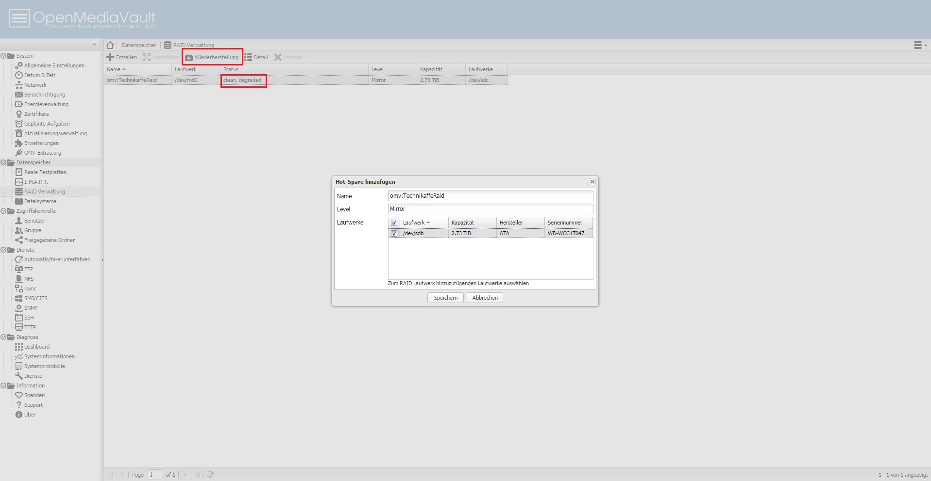Sparsames NAS mit Software-Raid unter Linux / OpenMediaVault