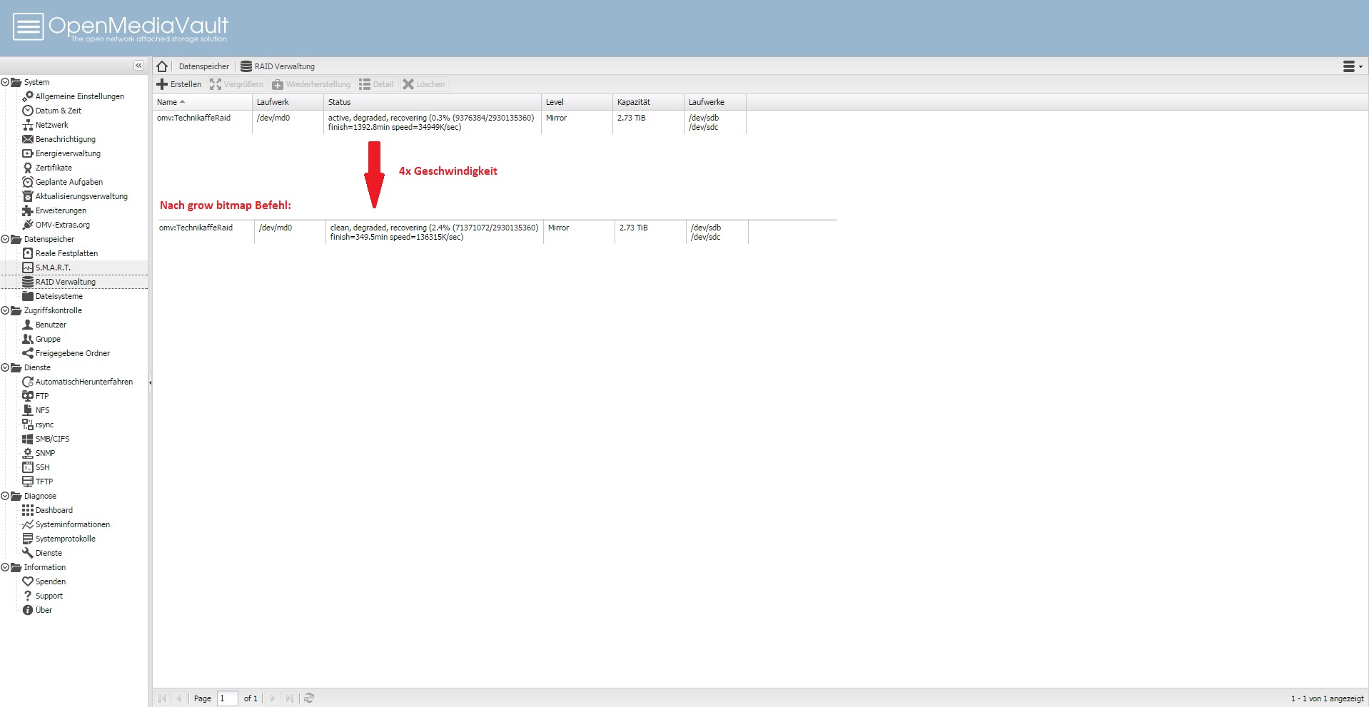 Sparsames NAS mit Software-Raid unter Linux / OpenMediaVault