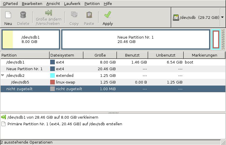 OpenMediaVault - Nachträgliche Partitionierung der Systemfestplatte