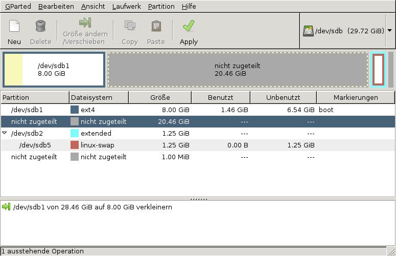 OpenMediaVault - Nachträgliche Partitionierung der Systemfestplatte