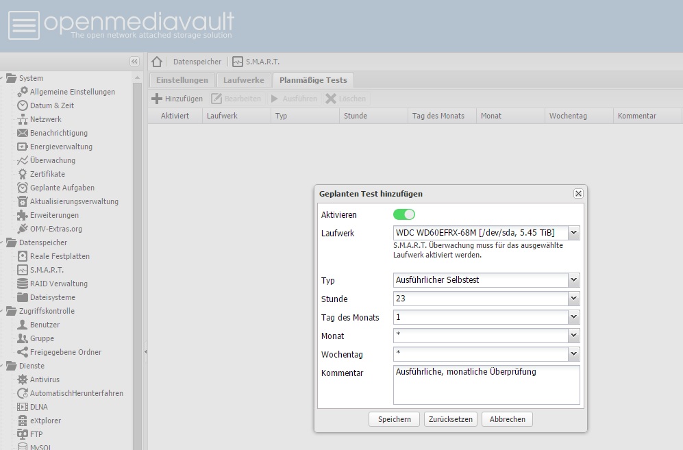 OpenMediaVault 2.1.25 erweitert S.M.A.R.T. Features