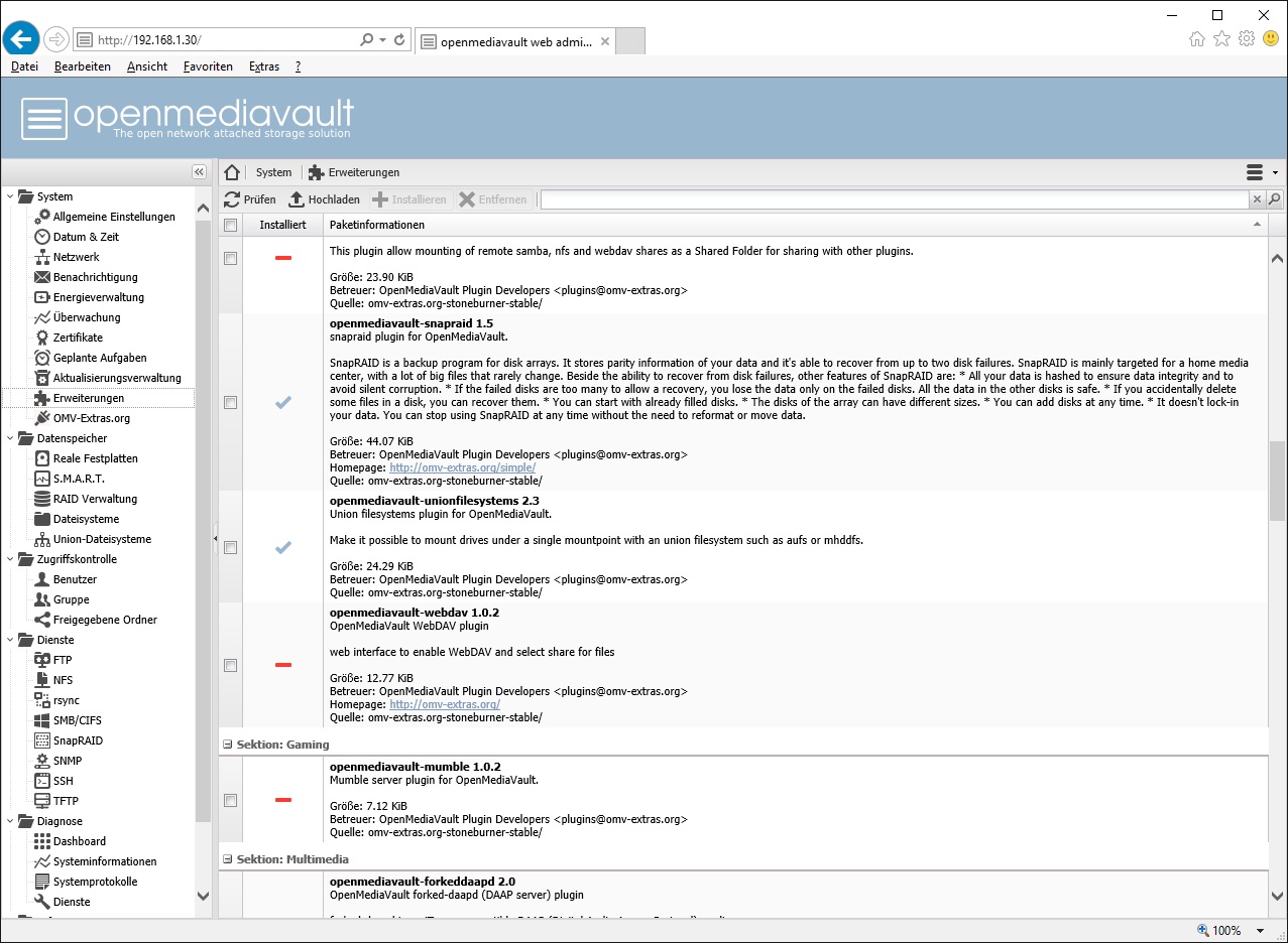 SnapRAID Schritt-für-Schritt Anleitung für OpenMediaVault