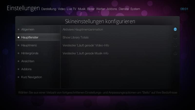 XBMC Skin Bello und Bello Nero mit Farbmods unter OpenElec 4