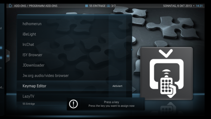 XBMC Tasten (Fernbedienung/Tastatur) mit gewünschten Funktionen belegen