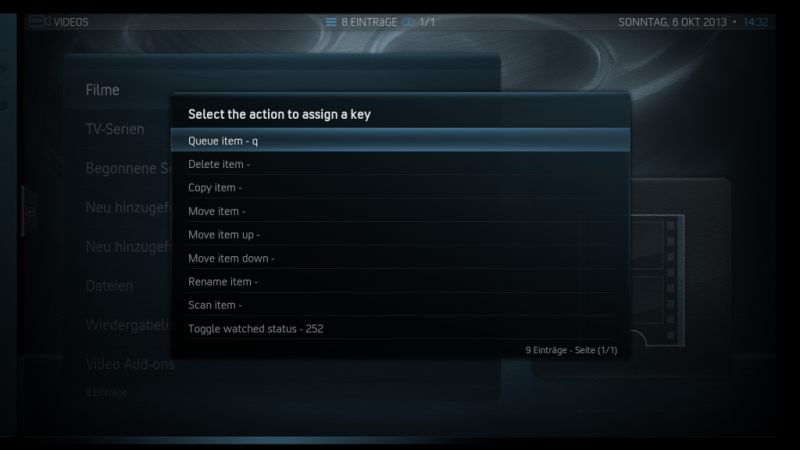 XBMC Tasten (Fernbedienung/Tastatur) mit gewünschten Funktionen belegen