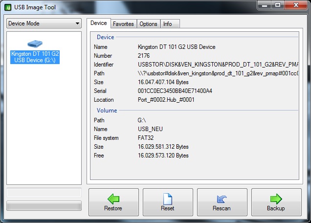 USB-Stick 1 zu 1 kopieren durch Erstellen eines Images