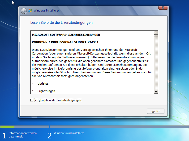 Windows 7 Neu- oder Erstinstallation