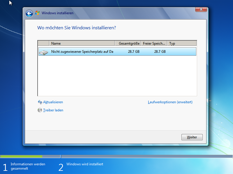 Windows 7 Neu- oder Erstinstallation