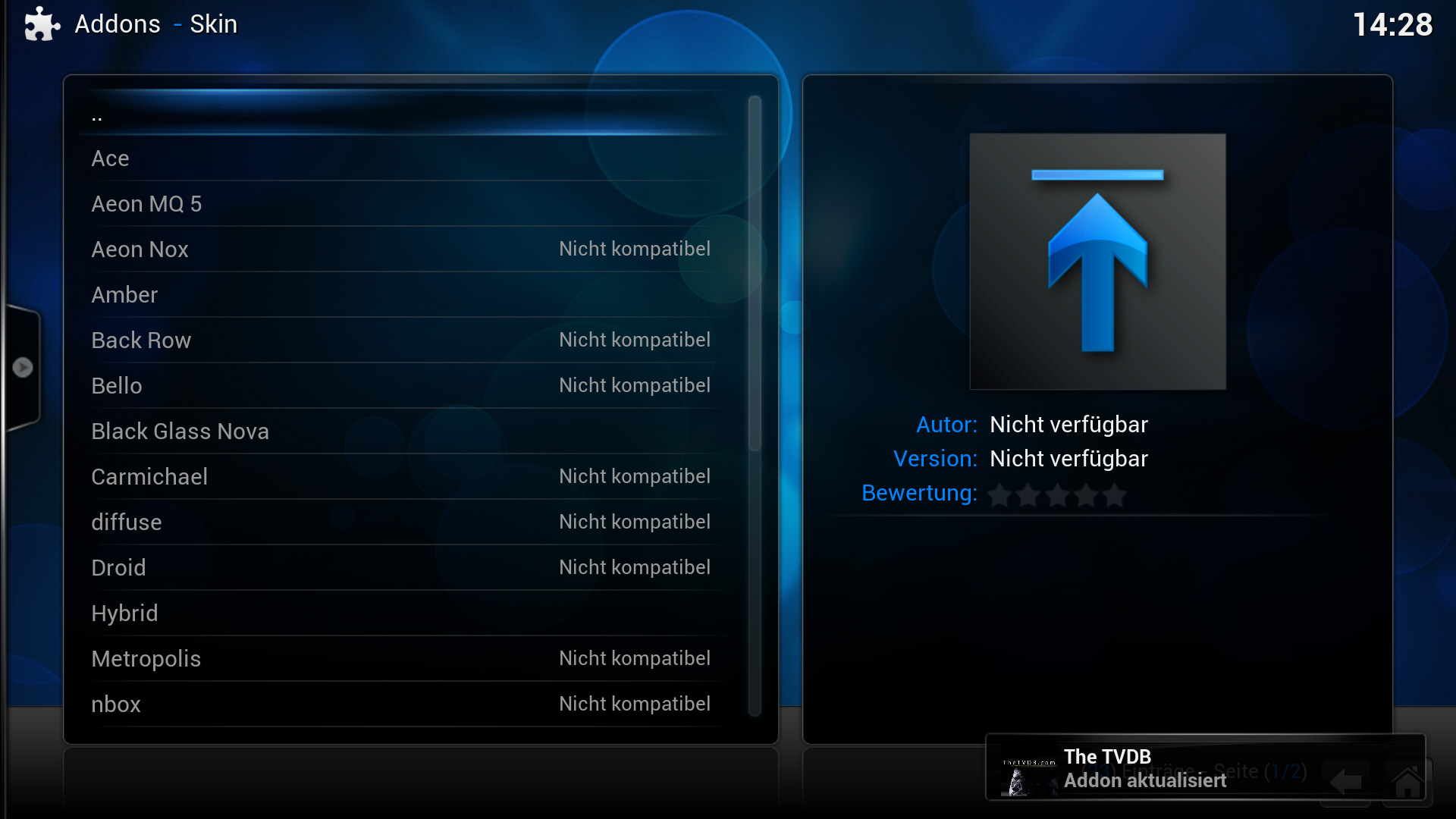 XBMC: Weitere Skins werden nicht angezeigt - Update erzwingen