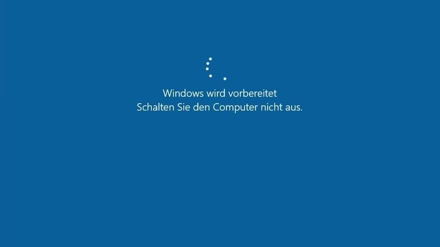 Windows wird vorbereitet: schalten sie den Computer nicht aus 1 Windows wird vorbereitet